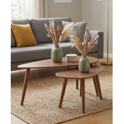 SET 2x Salontafel SOLE 60/80x30/40 cm walnoot