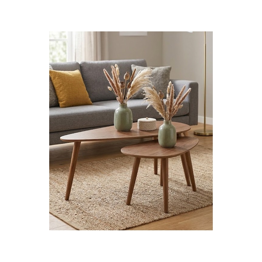 SET 2x Salontafel SOLE 60/80x30/40 cm walnoot