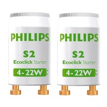 SET 2x Starter voor TL-Lampen Philips S2 4-22W