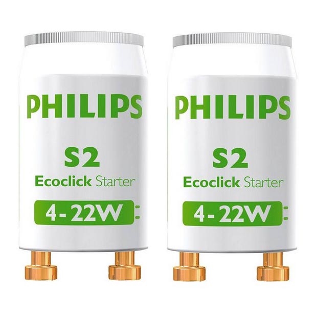 SET 2x Starter voor TL-Lampen Philips S2 4-22W