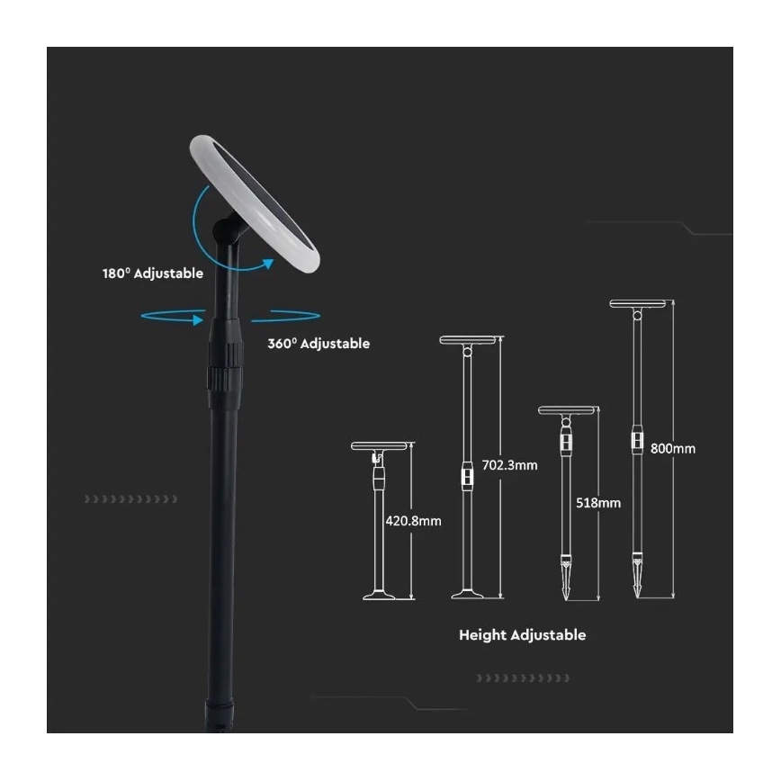 SET 2x LED Verstelbare solar tuinlamp GARDEN LED/3W/5V 42-80 cm 4000K IP65 1000 mAh