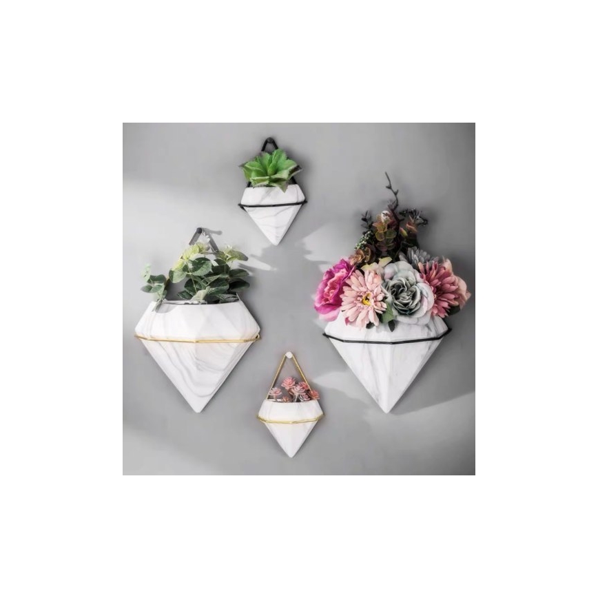 SET 2x Wand Bloempot SEMELA 23x20 cm zwart
