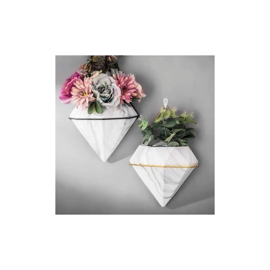 SET 2x Wand Bloempot SEMELA 23x20 cm zwart