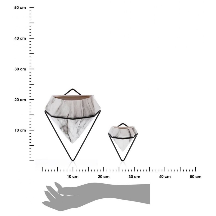 SET 2x Wand Bloempot SEMELA 23x20 cm zwart