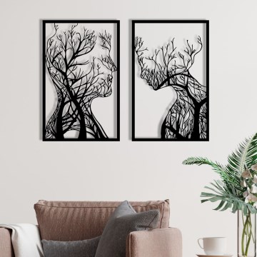 SET 2x wand decoratie 86x63 cm Boom van leven metaal