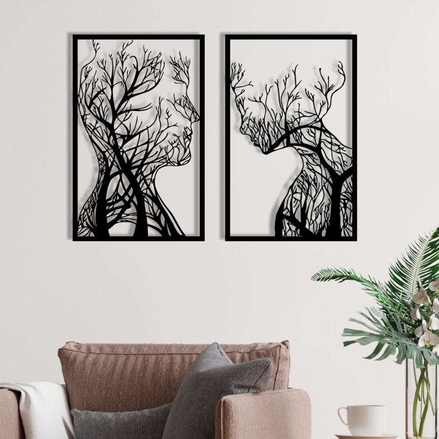 SET 2x wand decoratie 86x63 cm Boom van leven metaal