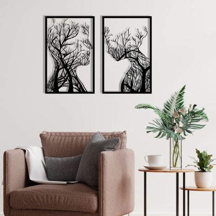 SET 2x wand decoratie 86x63 cm Boom van leven metaal