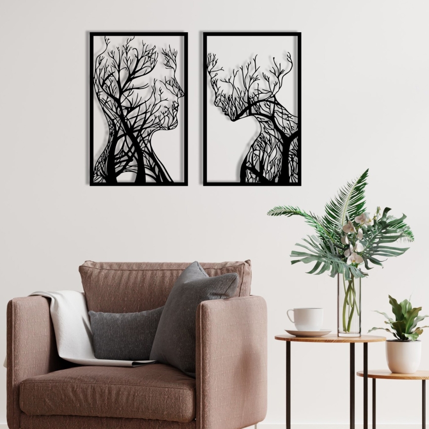SET 2x wand decoratie 86x63 cm Boom van leven metaal