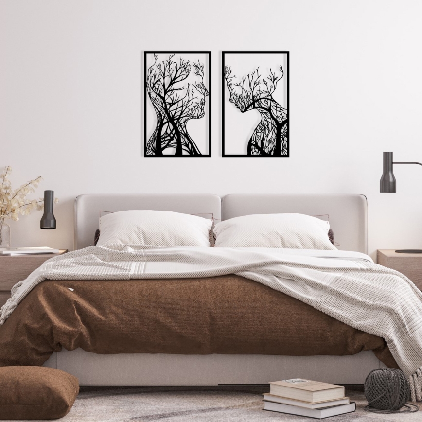SET 2x wand decoratie 86x63 cm Boom van leven metaal