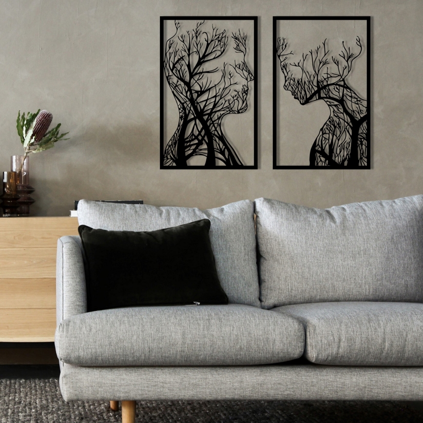 SET 2x wand decoratie 86x63 cm Boom van leven metaal