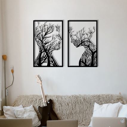 SET 2x wand decoratie 86x63 cm Boom van leven metaal