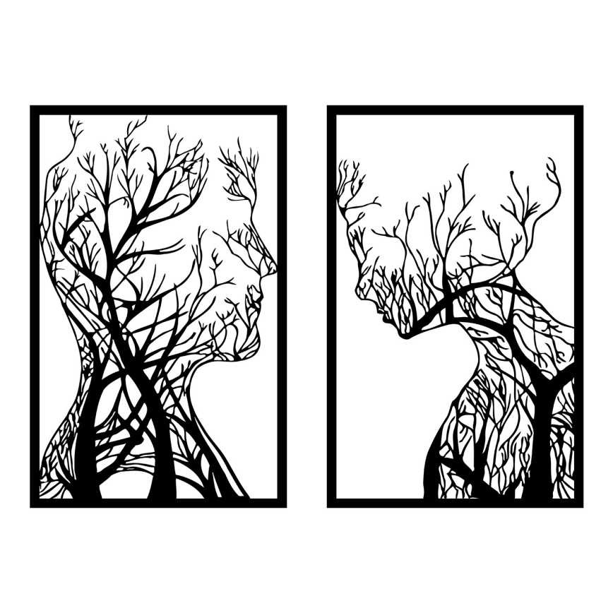 SET 2x wand decoratie 86x63 cm Boom van leven metaal