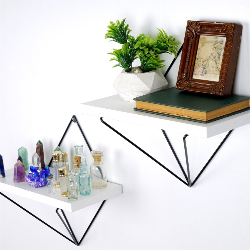 SET 2x Wandplank 14x30 cm wit