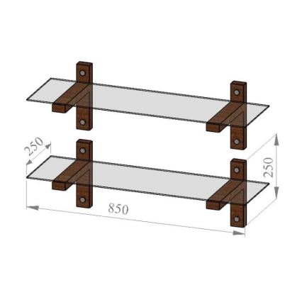 SET 2x Wandplank 25x85 cm grenen/doorzichtig