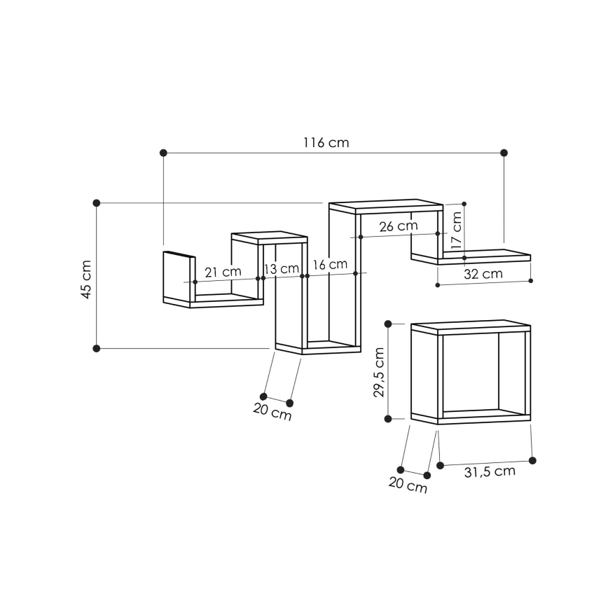 SET 2x Wandplank FOLLOW antraciet