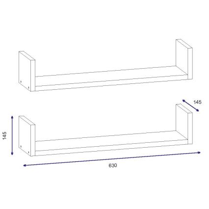 SET 2x Wandplank IRIS 14,5x63 cm wit