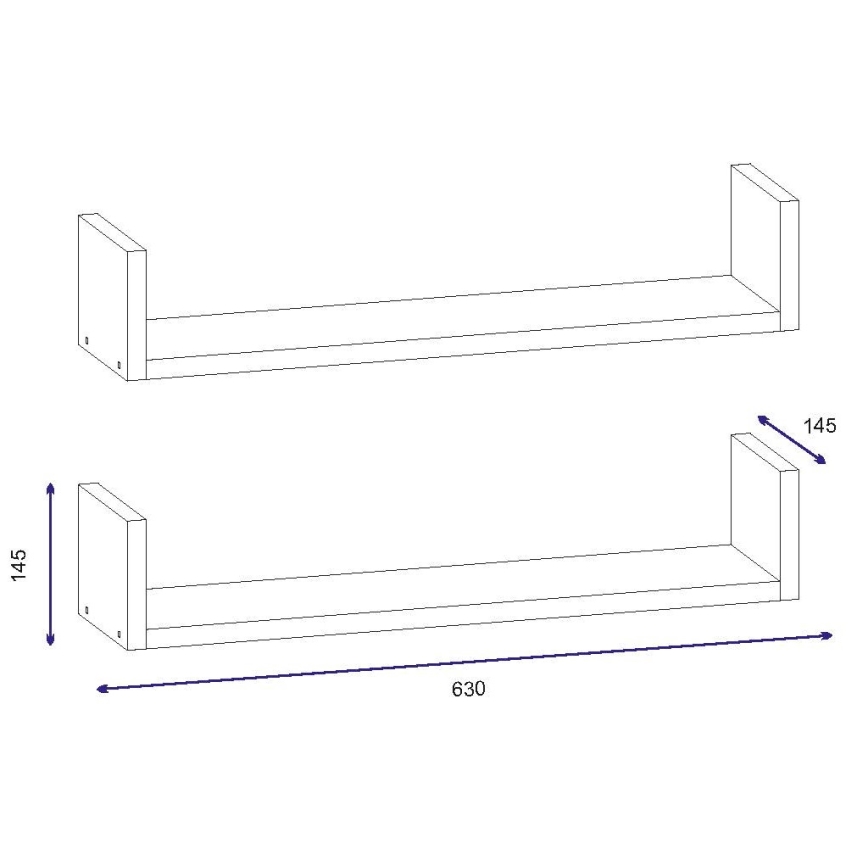 SET 2x Wandplank IRIS 14,5x63 cm wit
