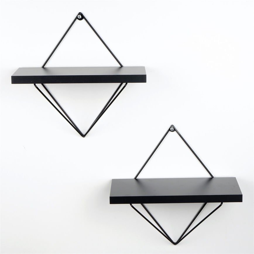SET 2x Wandplank zwart