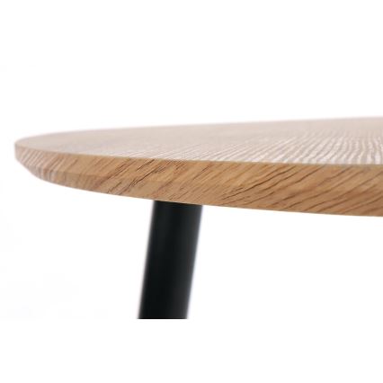 SET 2x Zijtafel NICEA diameter 40/60 cm goud eiken/zwart
