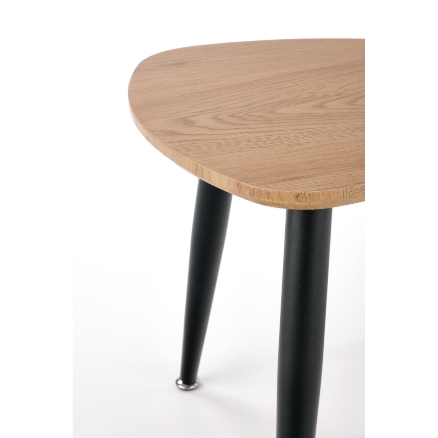 SET 2x Zijtafel NICEA diameter 40/60 cm goud eiken/zwart