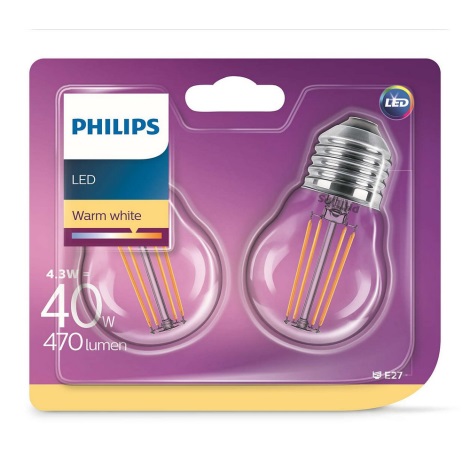SET 2xLED Lamp VINTAGE E27/4W/230V 2700K - Philips