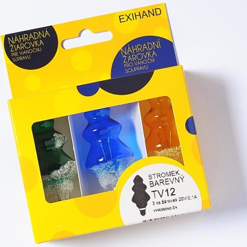 SET 3 x Reservelamp TREE E10/20V/0,1A kleurrijk gemaakt in Europa