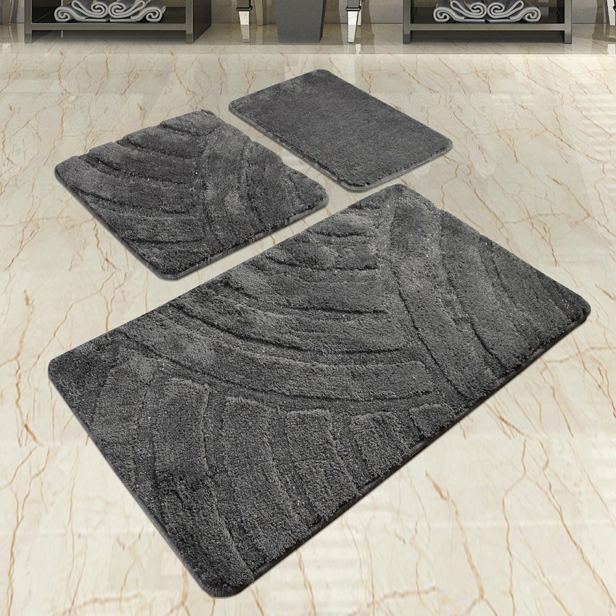 SET 3x Badkamer mat ALYA 60/60/100 cm antraciet