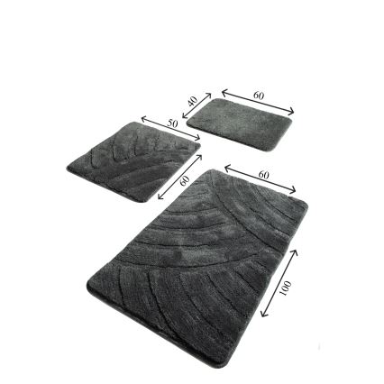 SET 3x Badkamer mat ALYA 60/60/100 cm antraciet