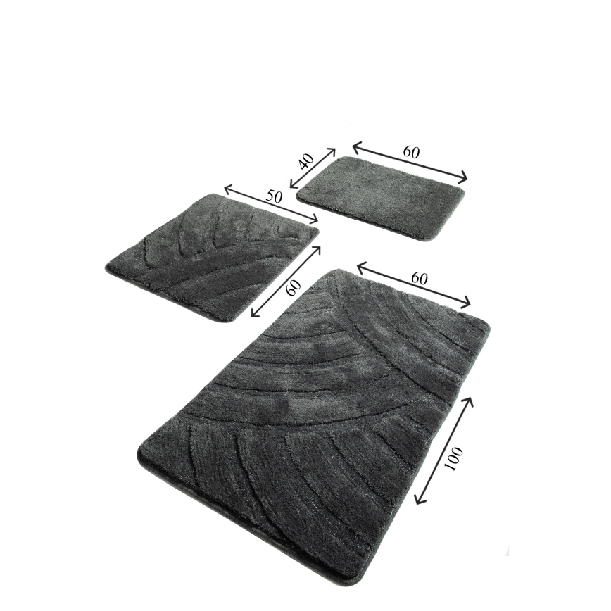 SET 3x Badkamer mat ALYA 60/60/100 cm antraciet