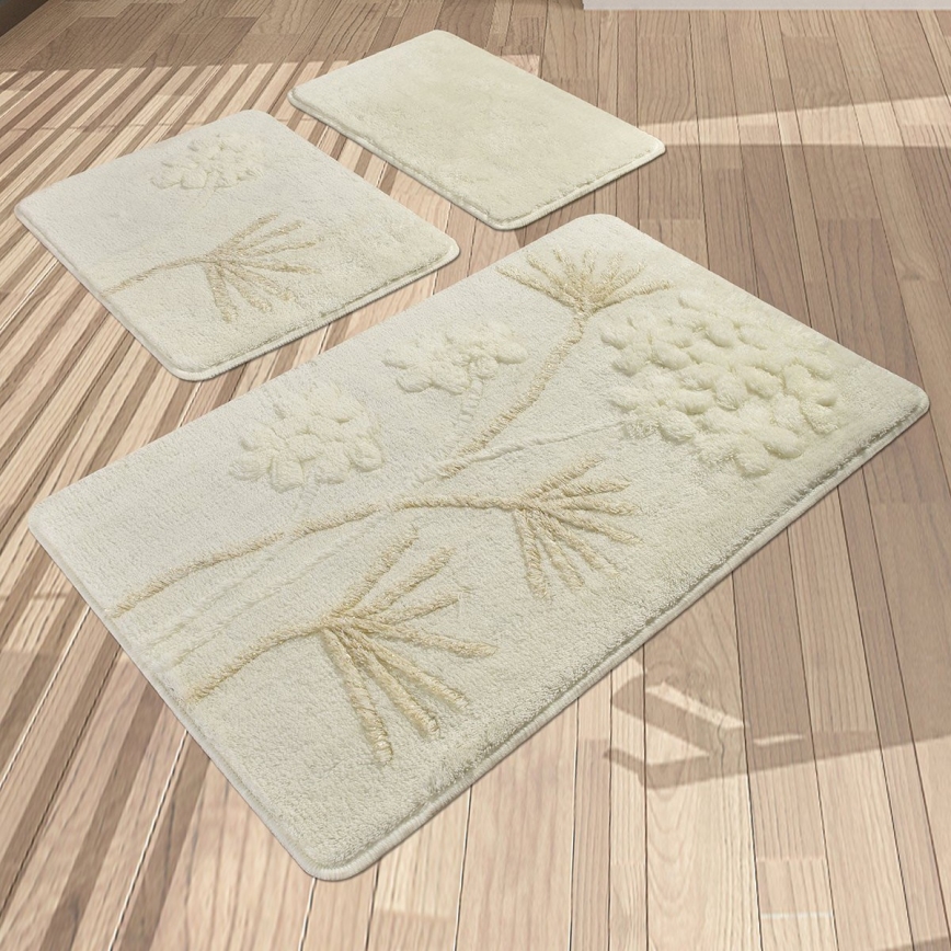 SET 3x Badkamer mat ORKIDE 60/60/100 cm beige