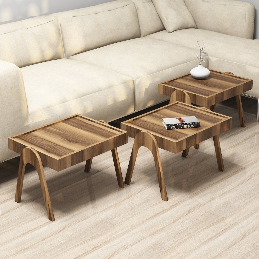 SET 3x Bijzettafel 41x53,6 cm ROMA bruin