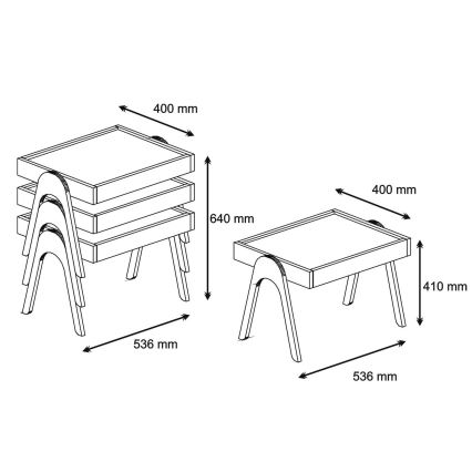 SET 3x Bijzettafel 41x53,6 cm ROMA bruin