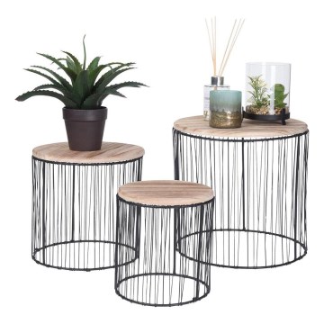 SET 3x Bloemen standaard diameter 19/23/28 cm zwart/beige