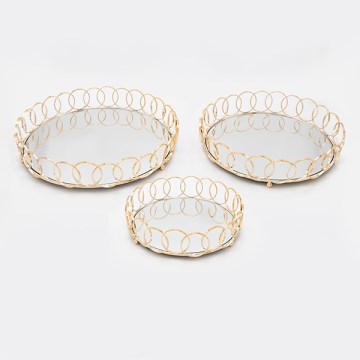 SET 3x Decoratief dienblad diameter 27/33/37 cm goud