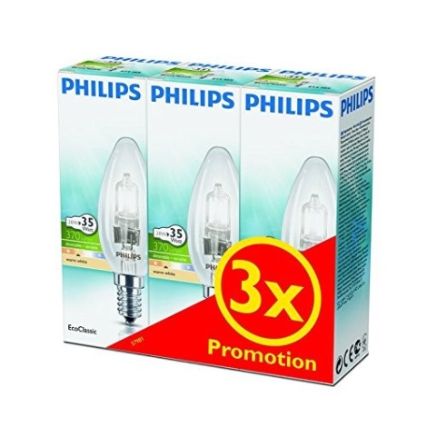 SET 3x Dimbare halogeenlamp Philips E14/28W/230V