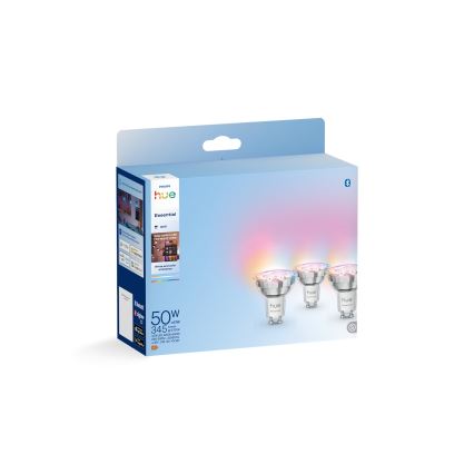 Set van 3 dimbare Philips Hue White And Color Ambiance Essential GU10/4,7W/230V 2200-6500K