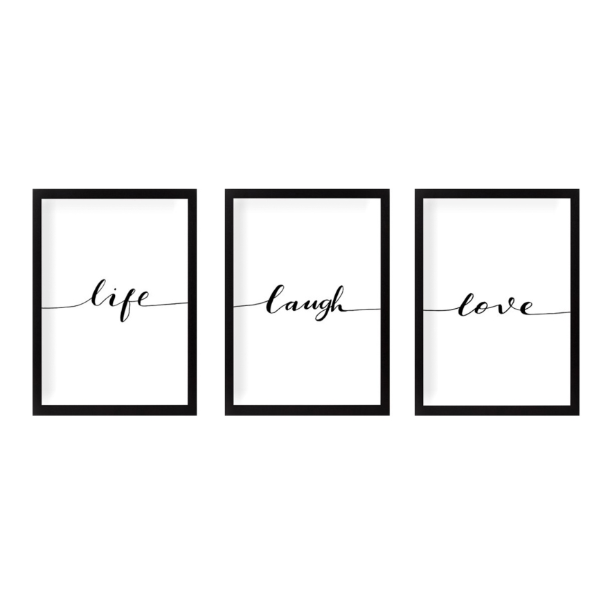 SET 3x Foto in een fotolijstje 24x29 cm zwart