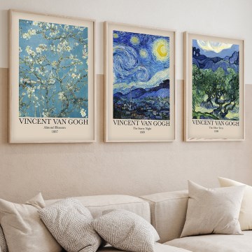 SET 3x Foto in een fotolijstje 50x70 cm Vincent van Gogh