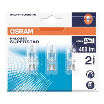 SET 3x Halogeenlamp HALOPIN G9/33W/230V 2700K - Osram