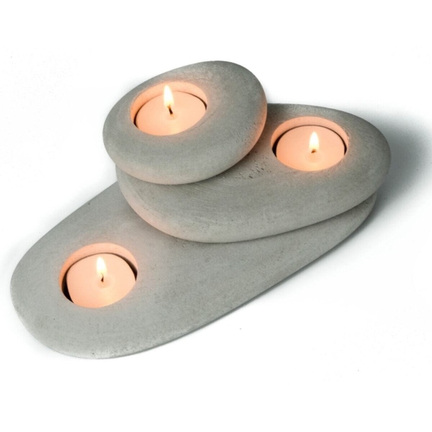 SET 3x Houder voor thee lichtjes 21,5cm/15cm/9cm beton