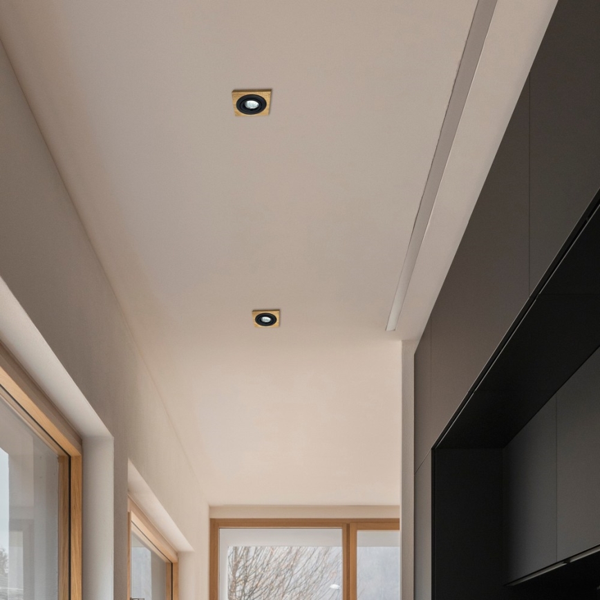 SET 3x Inbouwverlichting TOBBY 1xG9/20W/230V 11,5x11,5 cm eiken/zwart
