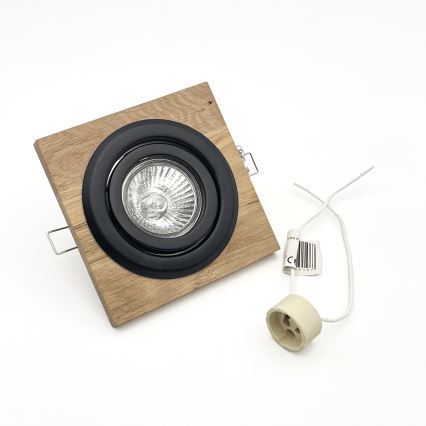 SET 3x Inbouwverlichting TOBBY 1xG9/20W/230V 11,5x11,5 cm eiken/zwart