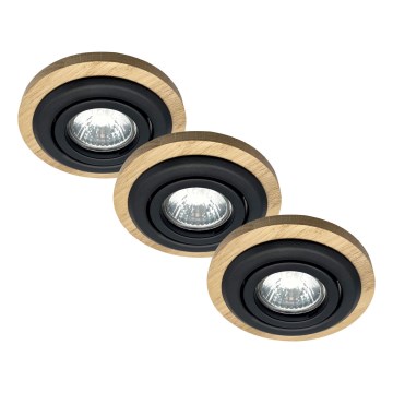 SET 3x Inbouwverlichting TOBBY 1xG9/20W/230V diameter 11,5 cm eiken/zwart