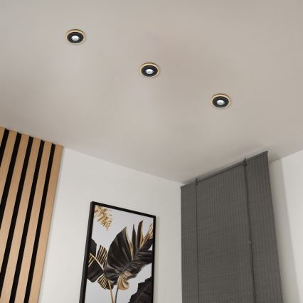 SET 3x Inbouwverlichting TOBBY 1xG9/20W/230V diameter 11,5 cm eiken/zwart