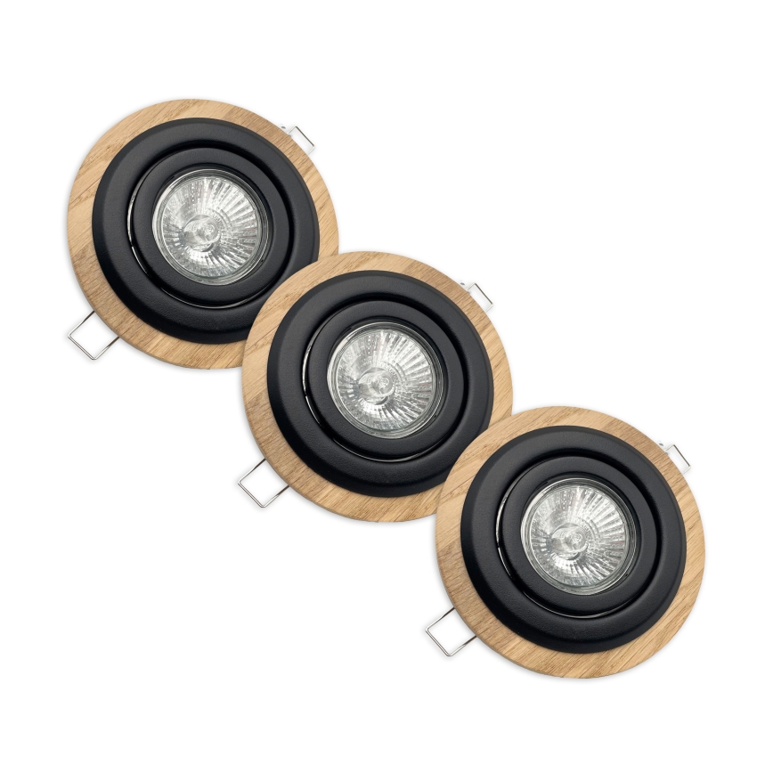 SET 3x Inbouwverlichting TOBBY 1xG9/20W/230V diameter 11,5 cm eiken/zwart