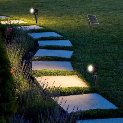 SET 3x LED Buiten zonne-energie lamp 3xLED/1,2W/3,7V IP65 3000K 4000 mAh