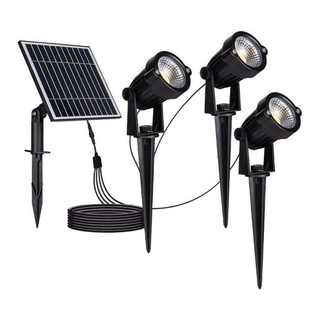 SET 3x LED buitenlamp op zonne-energie 3xLED/1,2W/3,7V IP65 3000K 4000 mAh