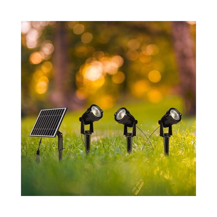 SET 3x LED buitenlamp op zonne-energie 3xLED/1,2W/3,7V IP65 3000K 4000 mAh