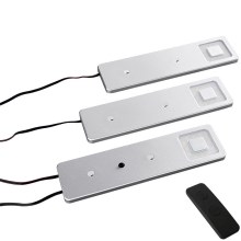 SET 3x LED Dimbare onderkastverlichting CORTINA LED/2.4W/230V+ afstandsbediening