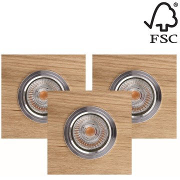 SET 3x LED Hang plafondverlichting VITAR 1xGU10/5W/230V CRI 90 eiken – FSC gecertificeerd